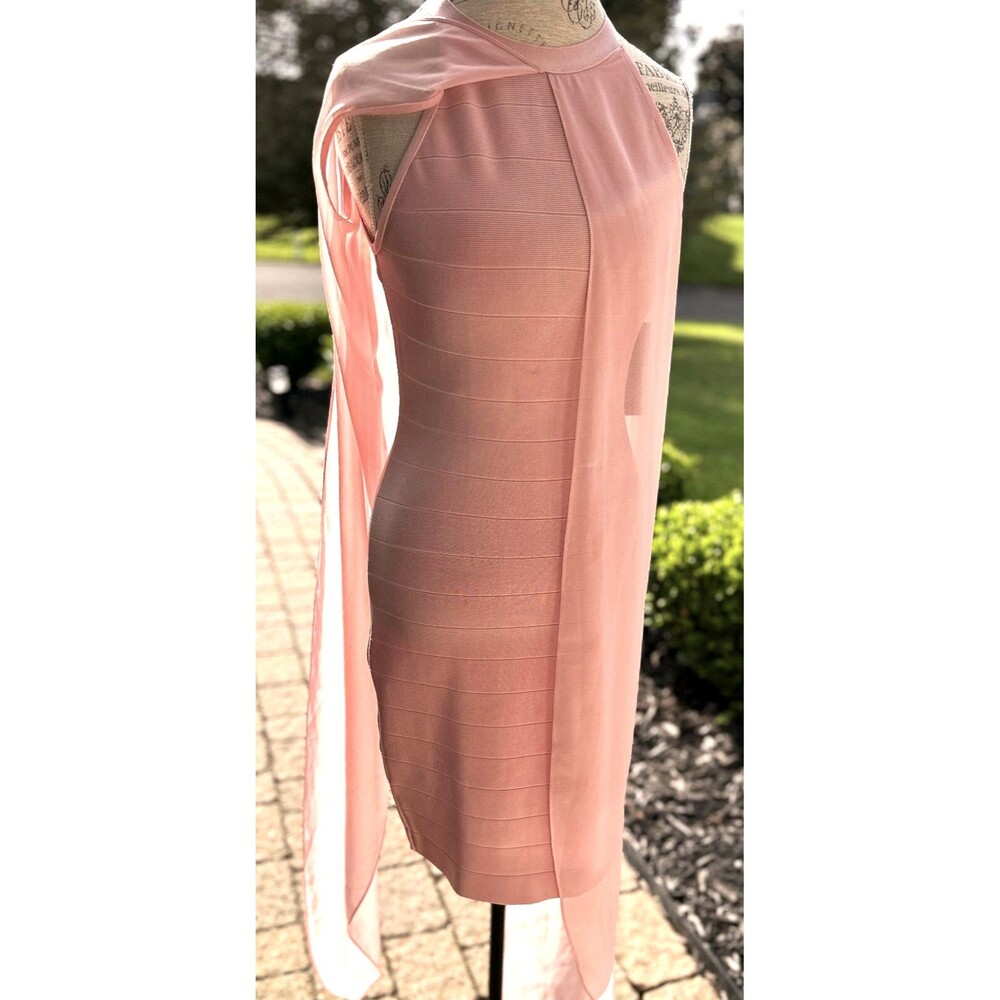 VENUS Dress Sz 10 Chiffon Overlay Bandage Bodycon Blush PINK Slimmimg BNWT +🎁
